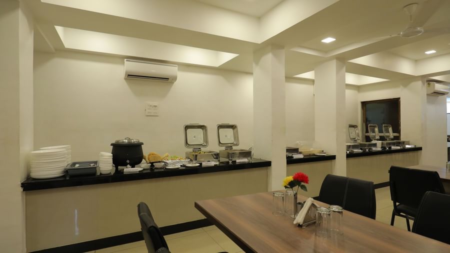 A section of the Darbar Restaurant featuring a buffet section, at Highland Resort.