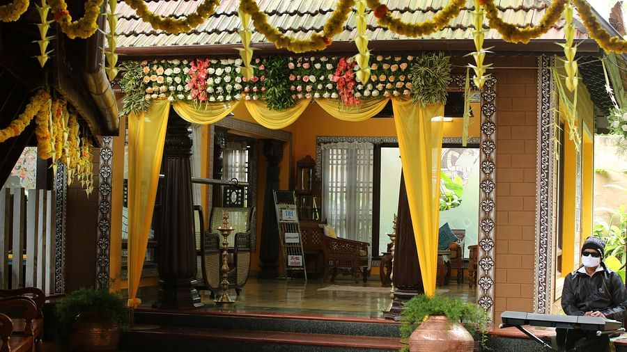 wedding decorations at the Hoysala Village Resort, Hassan