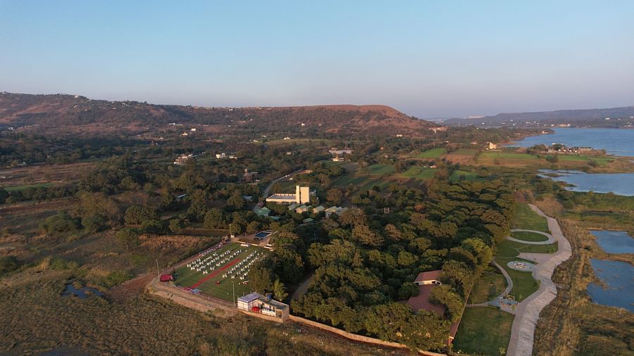 landscape view of Mango Leaf Lake Resort, Pune