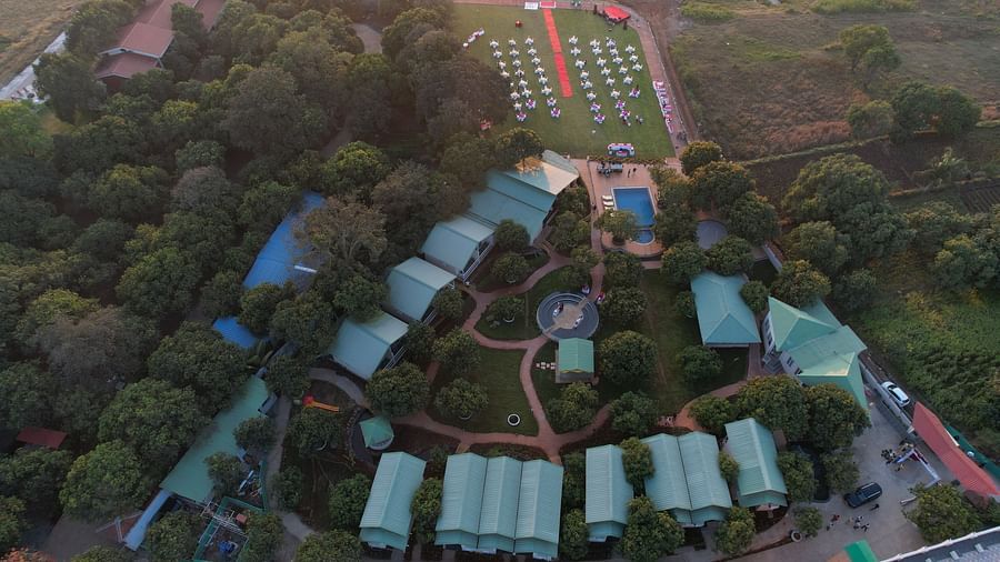 Aerial view of Mango Leaf Lake Resort, Pune