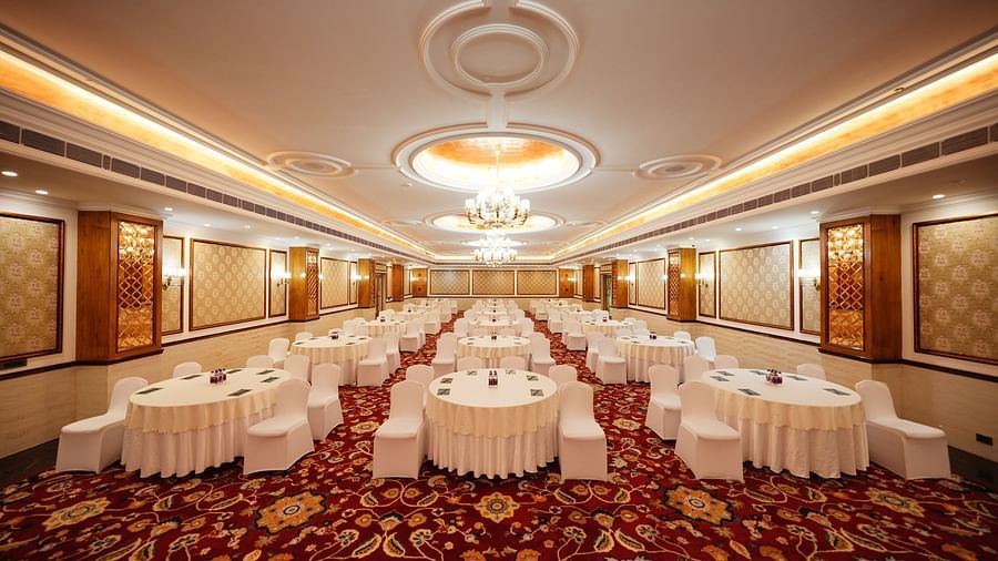 indoor seating space at a banquet hall - Mayfair Tea Resort, Siliguri 5