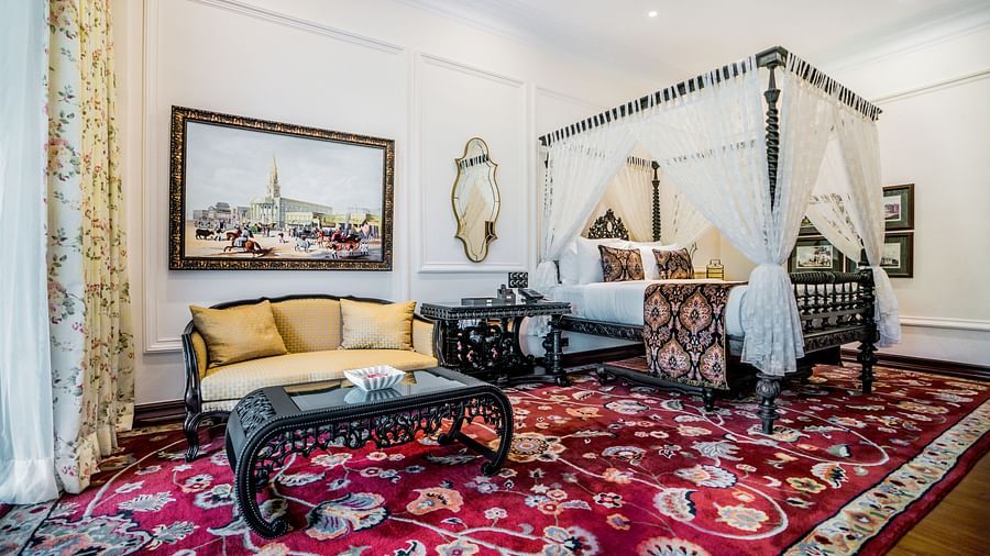 Heritage-style room with canopy bed and traditional Indian interiors.