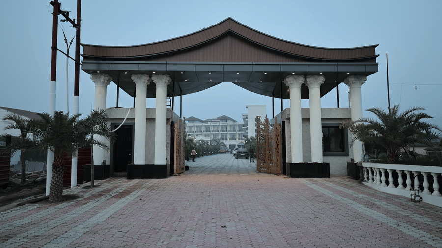 A hotel's parking area entrance