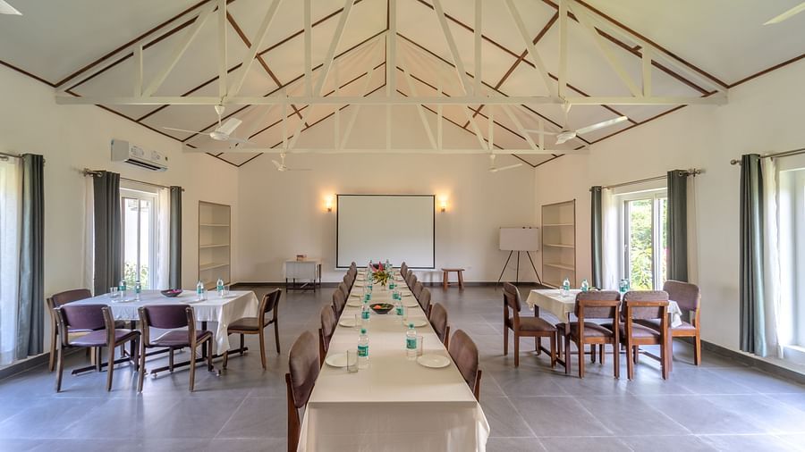 Conference hall with chairs and table at Neer Ganga Resorts