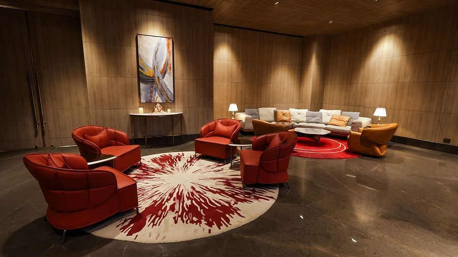 Stylish hotel lounge with modern seating and ambient lighting at Ramada by Wyndham Sonipat Murthal
