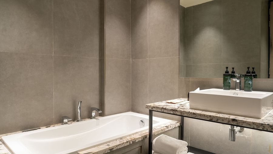 Vanity area of Junior Suite at Ramada Encore, Bhiwadi.