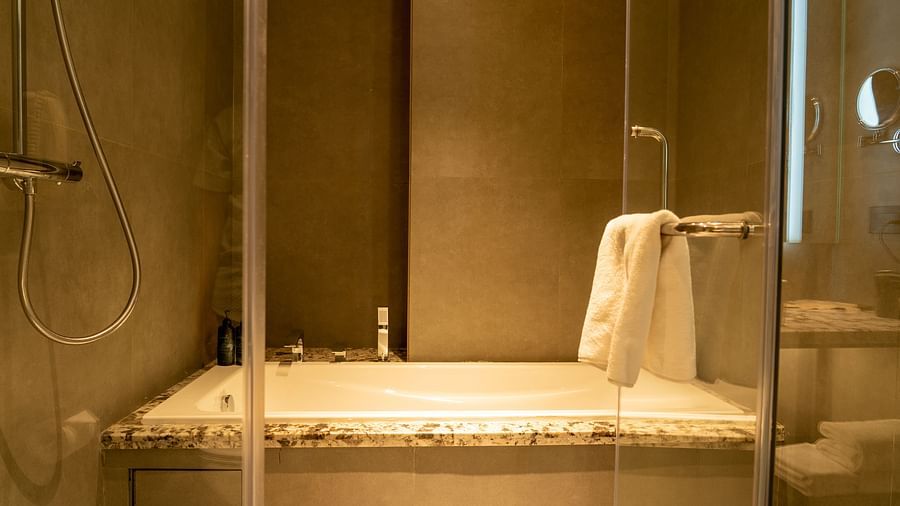 Vanity area of Suite at Ramada Encore, Bhiwadi.