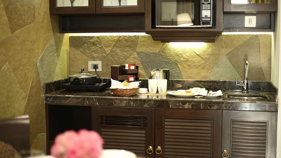 an image of a Fully furnished kitchen - Rhythm Lonavala