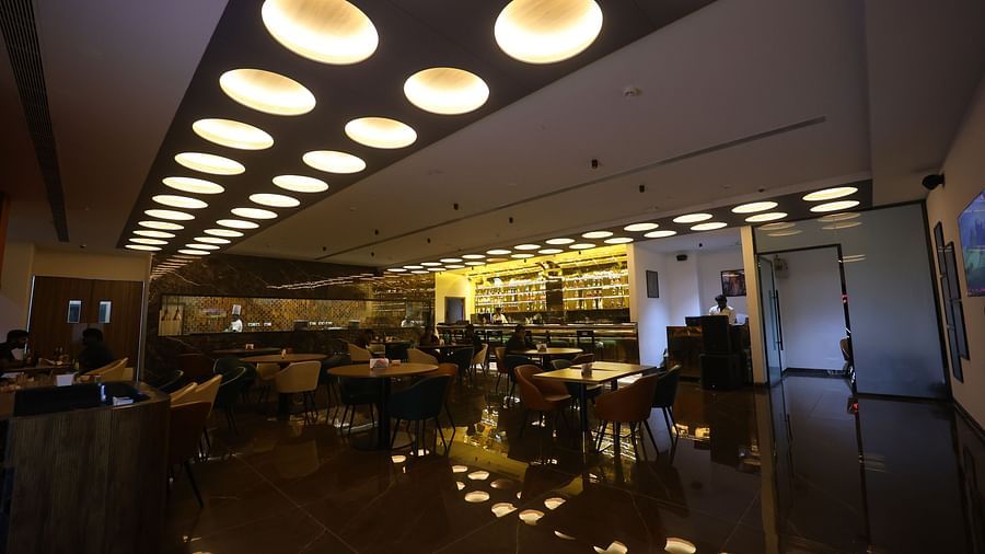 Experience the exotic vibes of The bar at SRM Hotel, Chennai, ideal for evenings out.