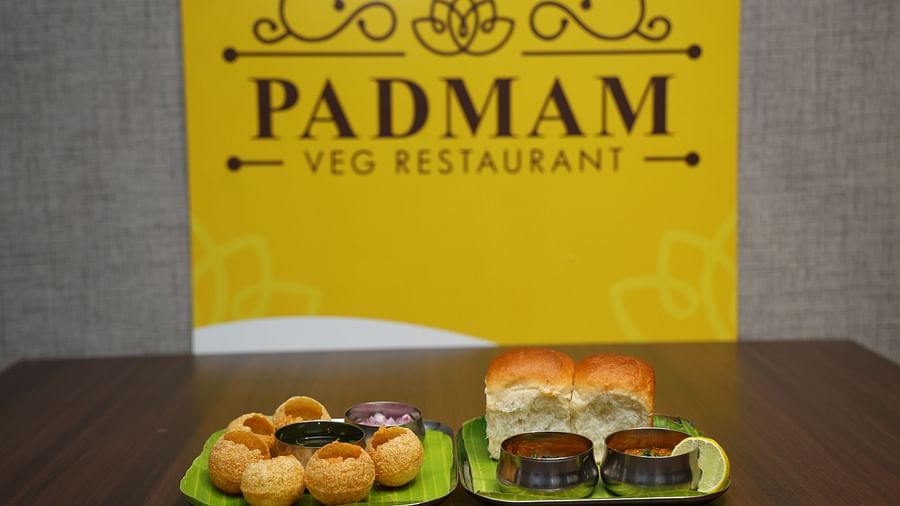 Savour the delightful pani puri and pav bhajiat Padmam Veg Restaurant, bursting with flavour in every bite.
