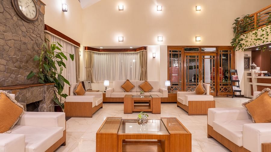 lobby area with comfortable seating at Summit Lillium Hotel & Spa, Kalimpong