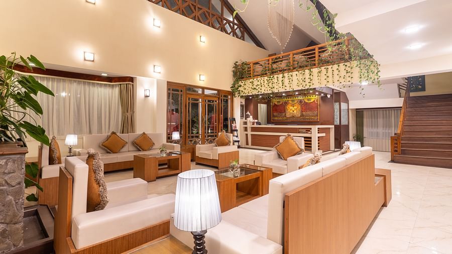lobby area with comfortable seating at Summit Lillium Hotel & Spa, Kalimpong