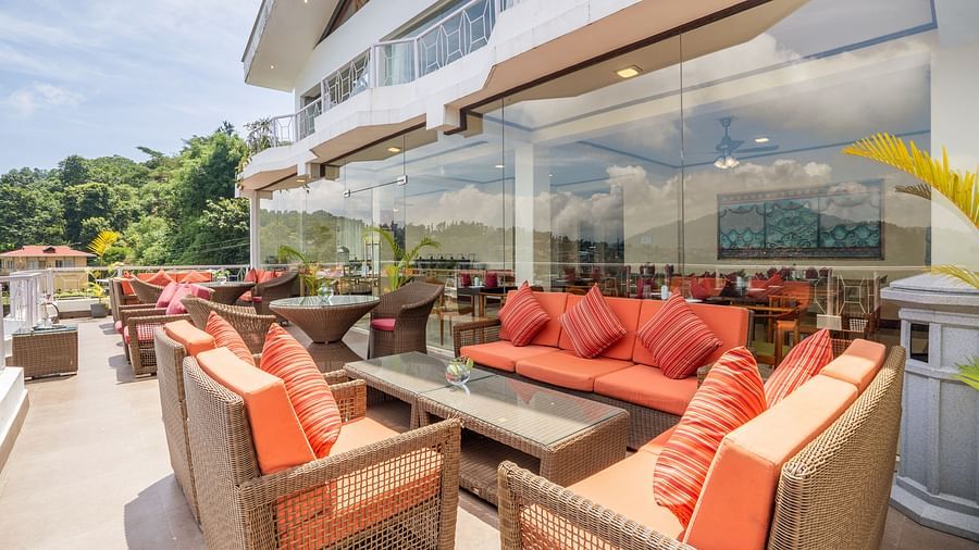 seating area on terrace at Summit Lillium Hotel & Spa, Kalimpong