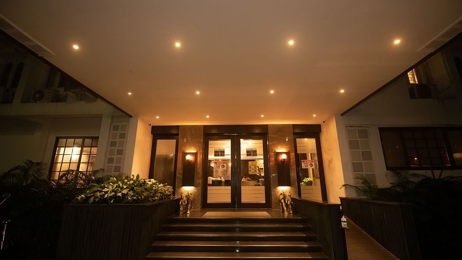Entrance view with steps leading to the hotel - The Cindrella Hotel, Siliguri