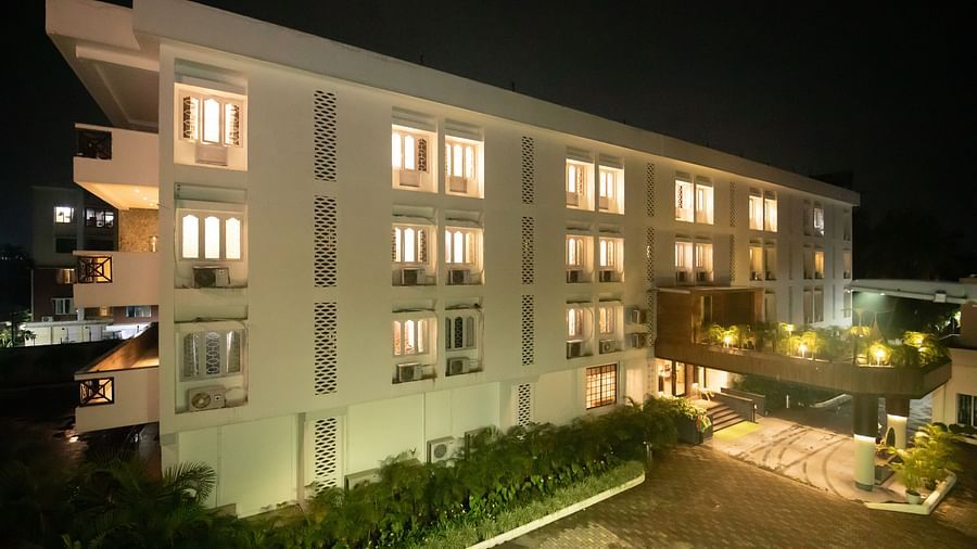 Facade view in the night - The Cindrella Hotel, Siliguri