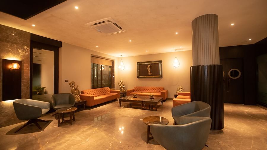 Seating arrangemetns inside the Lobby - The Cindrella Hotel, Siliguri