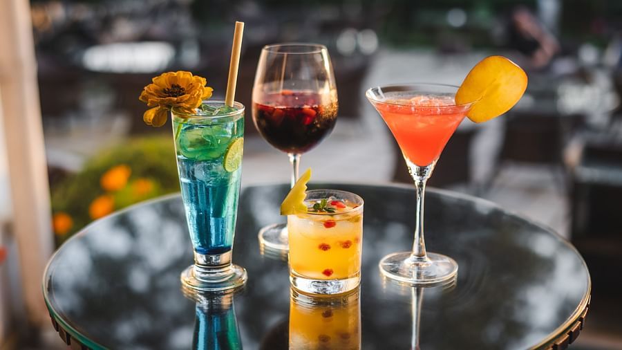 image of vibrant choices of beverages served by the Victorian Bar at The Claridges Nabha Residence