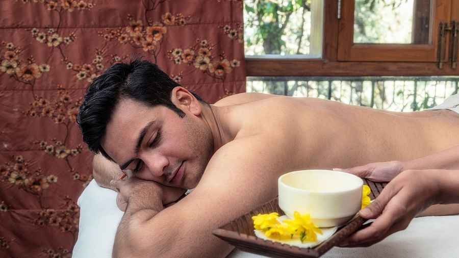 a person enjoying a rejuvenating spa treatment at our hotel in Mussoorie