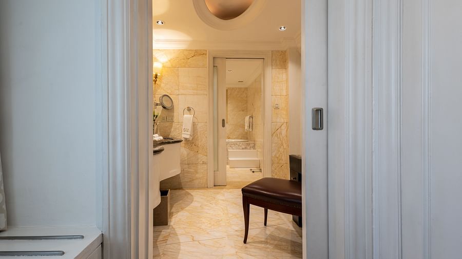 image of the bathroom of our viceroy house estate suite from the entrance - The Claridges New Delhi