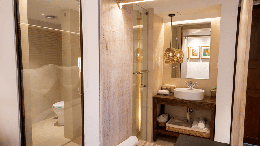 A washroom featuring the shower area and the wash area - The Nanee