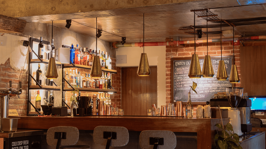 The community bistro at The Nanee with seating arrangement and beautiful decoration