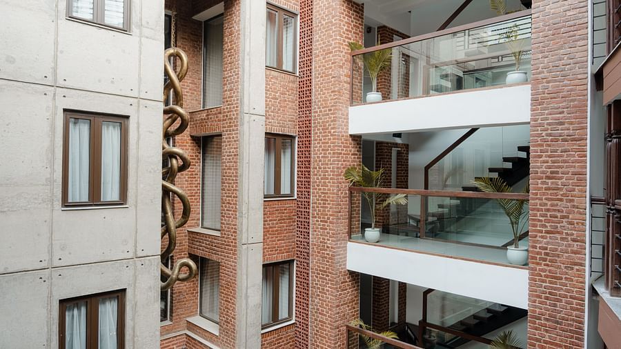 A view of the corridor facade at The Nanee as seen from a higher elevation.