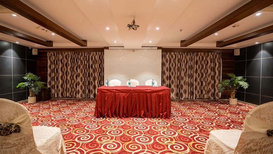 An image of the seating arrangement in the Orion hall at The President Hotel, Hubli