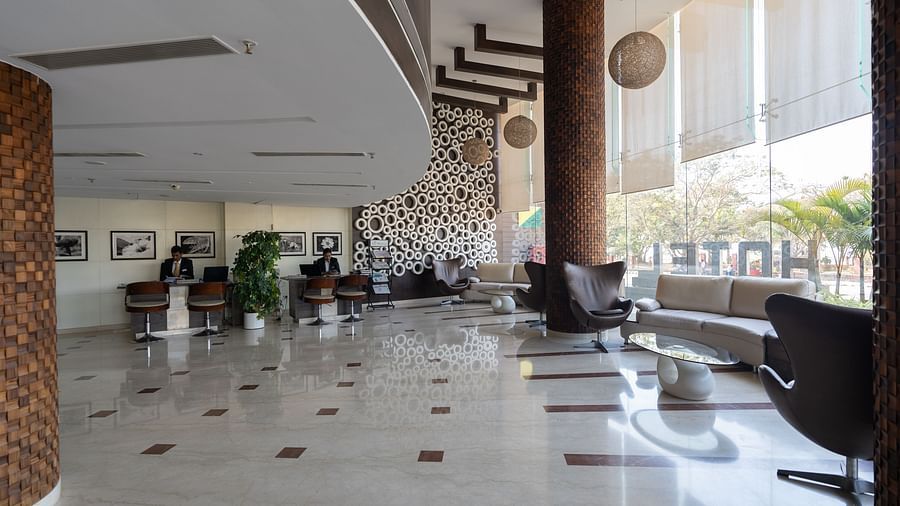 An image of a lobby at The President Hotel, Hubli