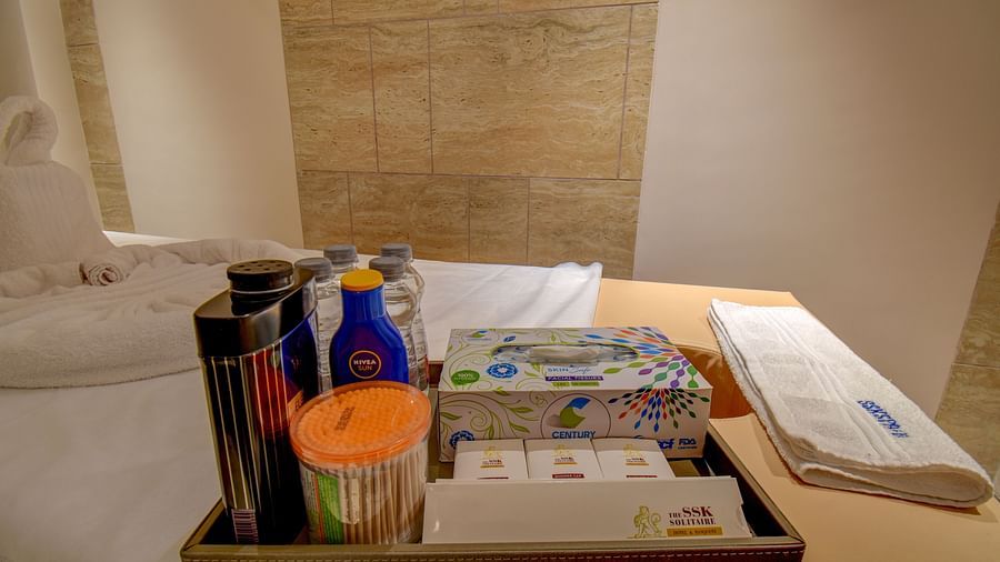 Various Spa essentials on a tray The SSK Solitaire Boutique Hotel & Spa, Gangapur Road - Nashik's spa