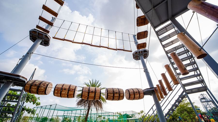 An image of a rope course at the resort - Trance Veechika Resort, Vikarabad