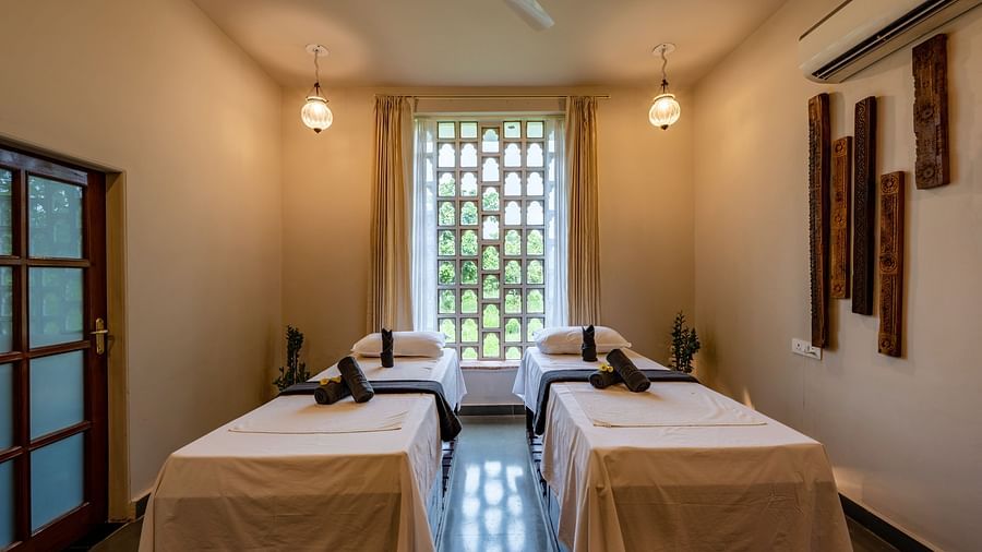 A front view of the spa with two beds - Utsav Camp