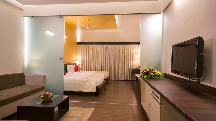 view of the twin beds from the living space 2