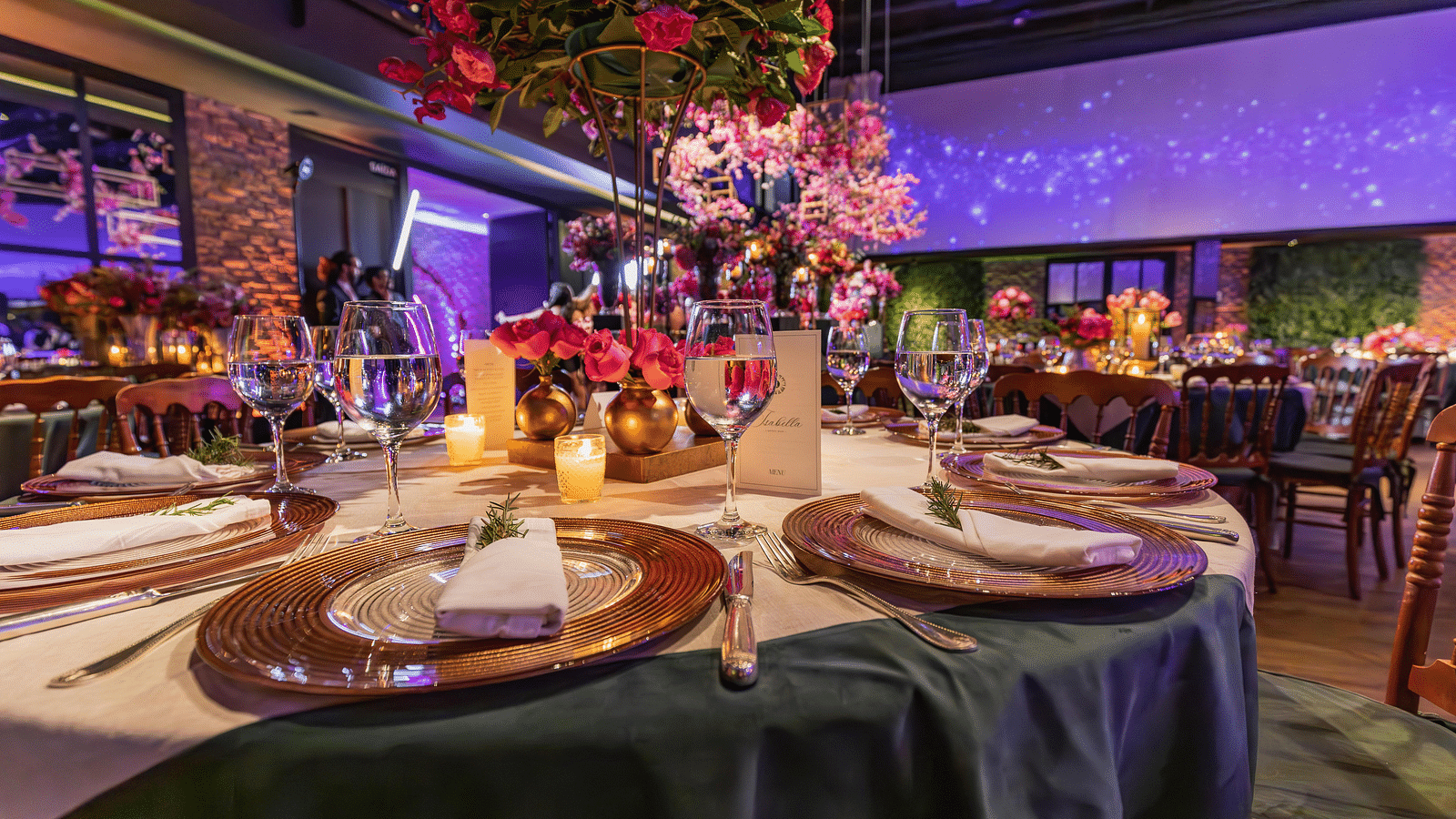 Flowers have been used to decorate the banquet hall, which is now ready for the event.