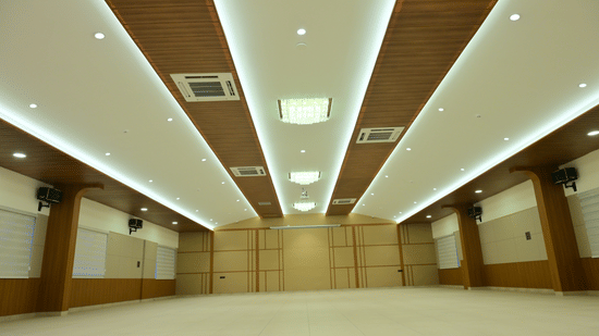 Banquet hall of Bhavanis Vista By Icon featuring an empty floor and ceiling lighting.