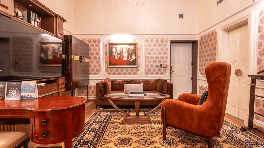 A cosy family seating area within the bedroom of the Heritage Parlour Suite - The Claridges New Delhi