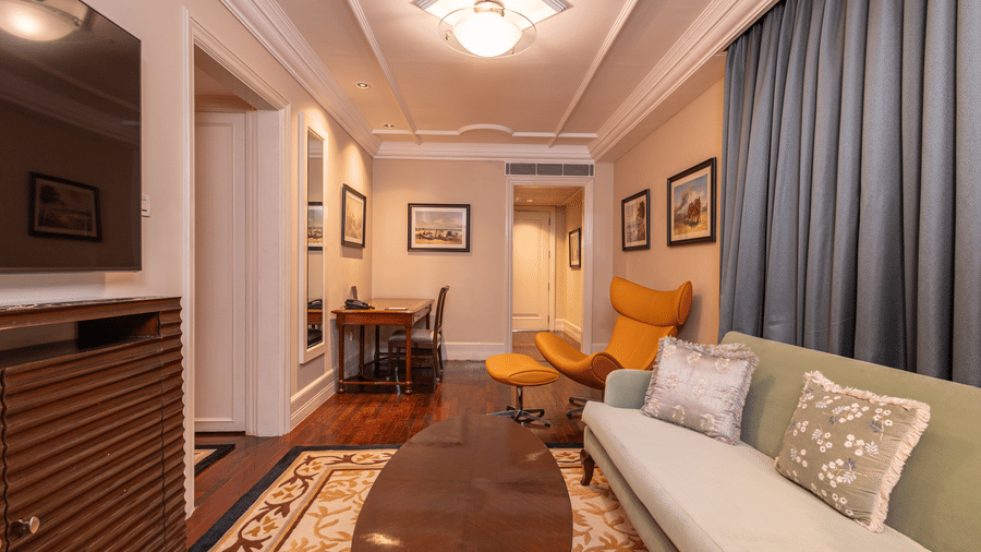 full view of the living room at our regent suite - The Claridges New Delhi