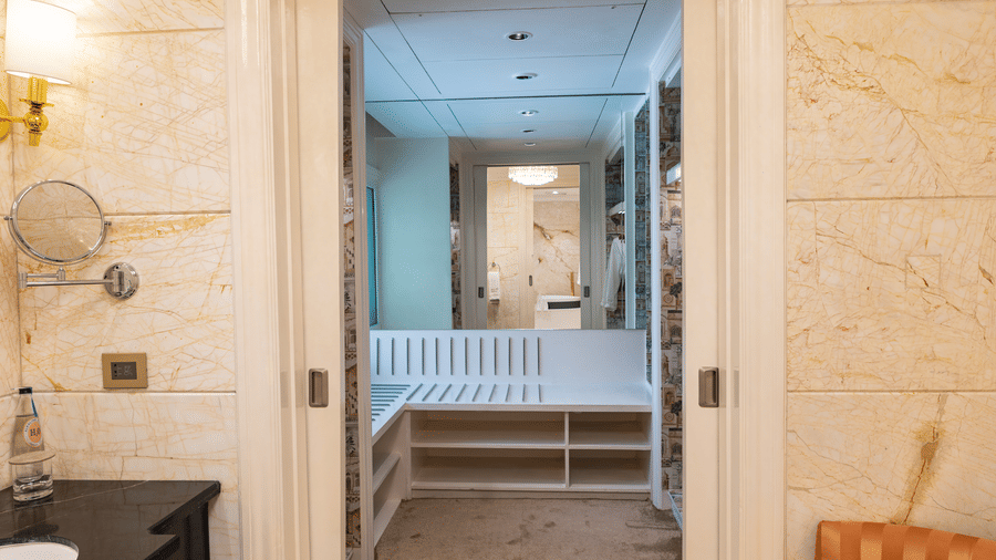 image of a walk in closet in our willingdon cresent presidential suite in new delhi at the Claridges