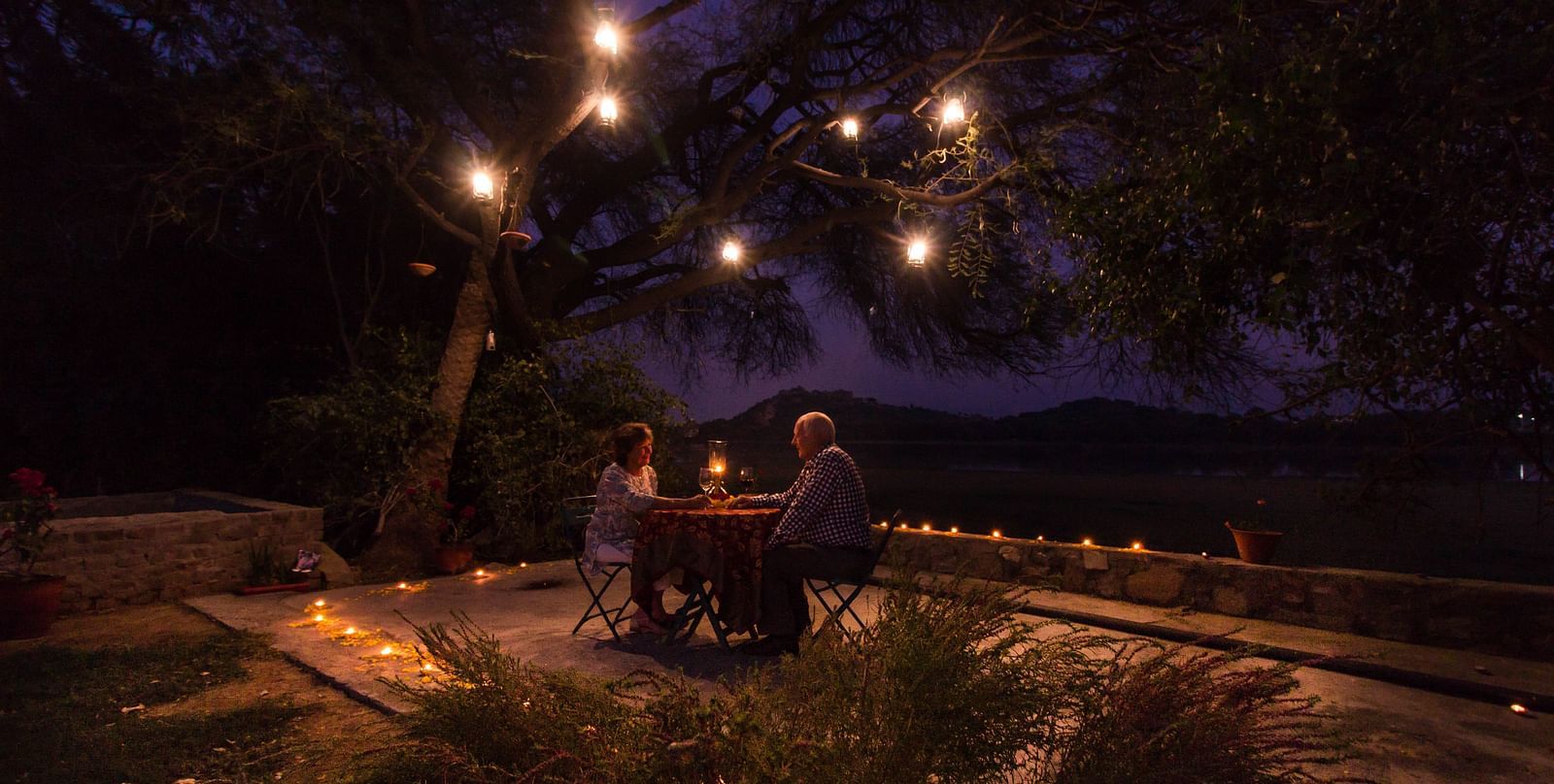 A romantic dinner arrangement at night - Dev Shree, Deogarh