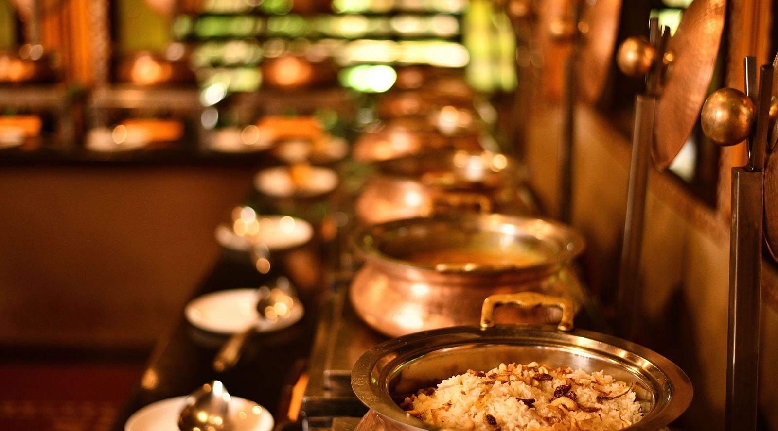 image of the buffet at kokam bar and restaurant at hoysala vilage resort, hassan