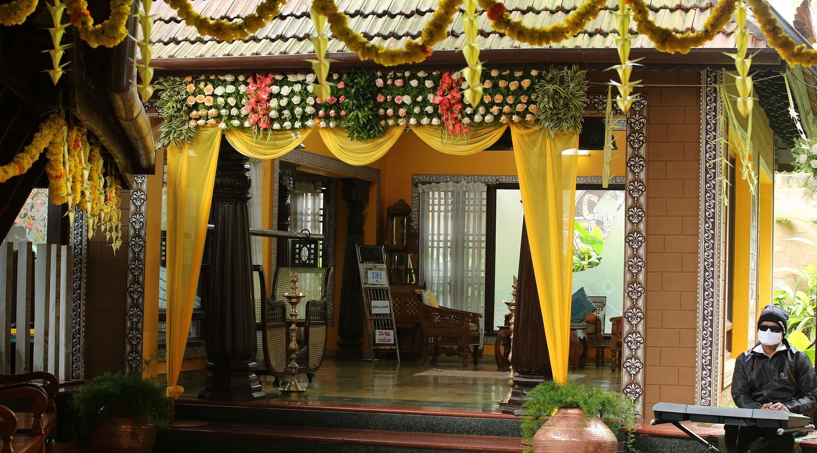 wedding decorations at the Hoysala Village Resort, Hassan