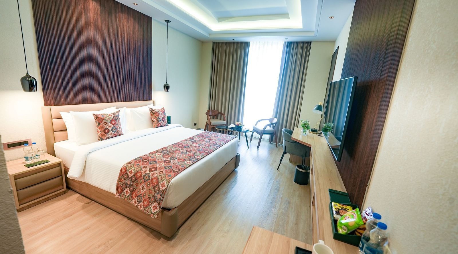 An image of Superior Temple View Room with a queen size bed and modern amenities - NAMAMI BY ZENQ BANKHANDI