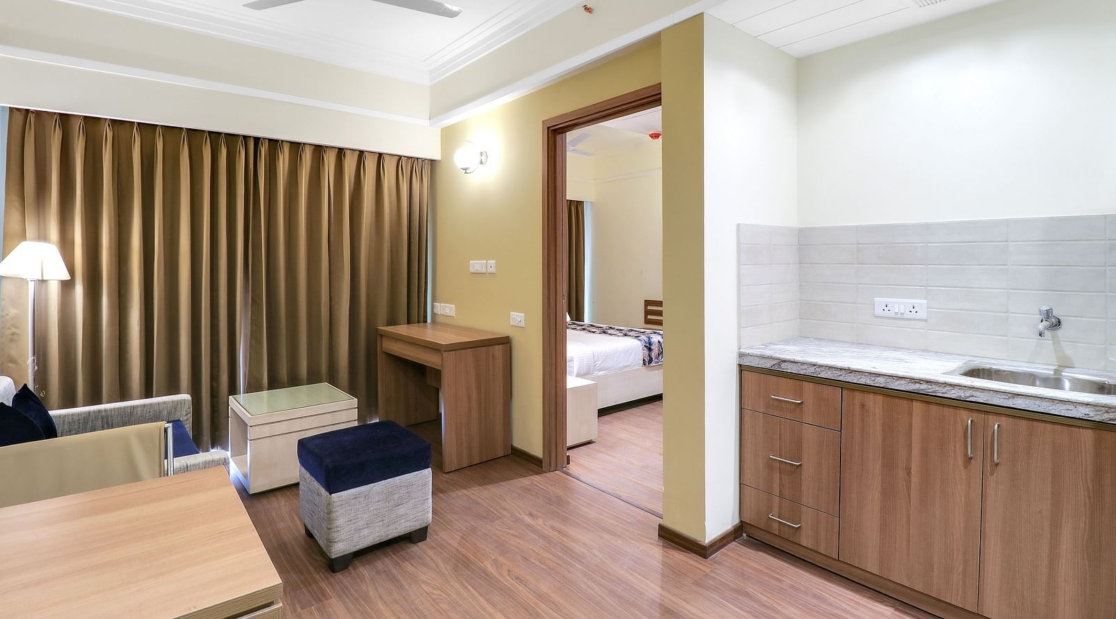 overview of the Living room inside Deluxe One Bedroom Suite 2 - Starlit Suites Newtown, Kolkata