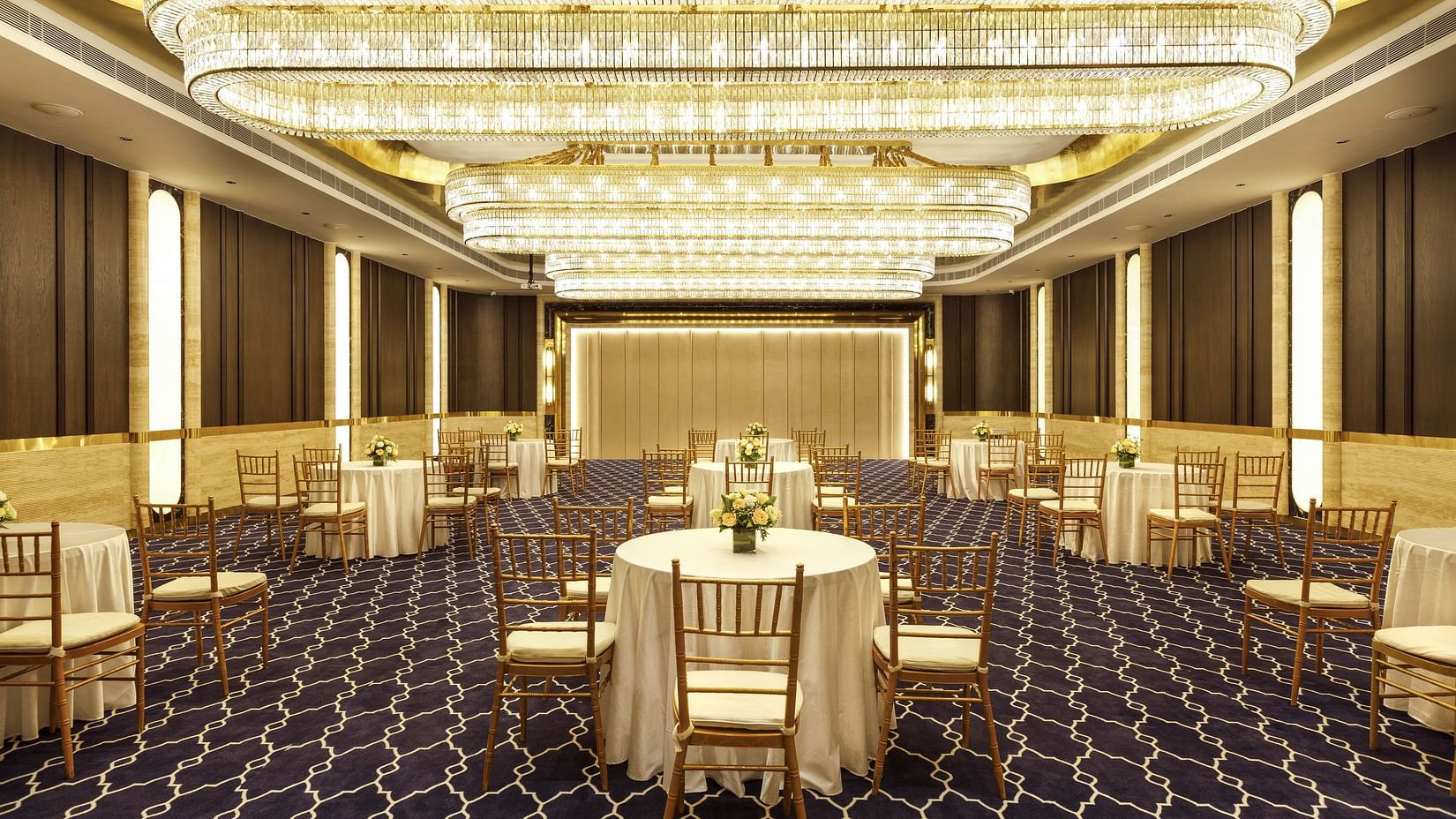 Elegantly styled with interior designs at Sapphire Banquet Hall at Jenneys Residency, Coimbatore