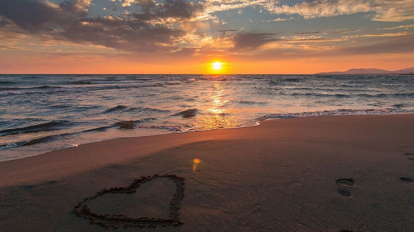Sunset view from the beach shore.