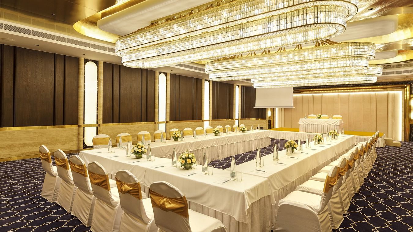 Elegantly styled with interior designs at Sapphire Banquet Hall at Jenneys Residency, Coimbatore