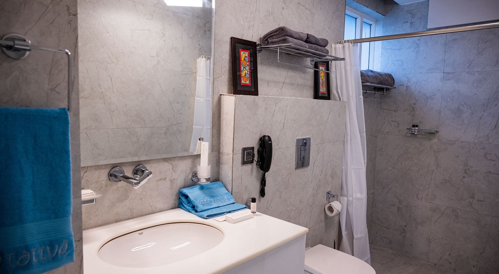 image of an en-suite bathroom featuring a wash basin and a commode in the pent house - The Tattva Boutique Resort