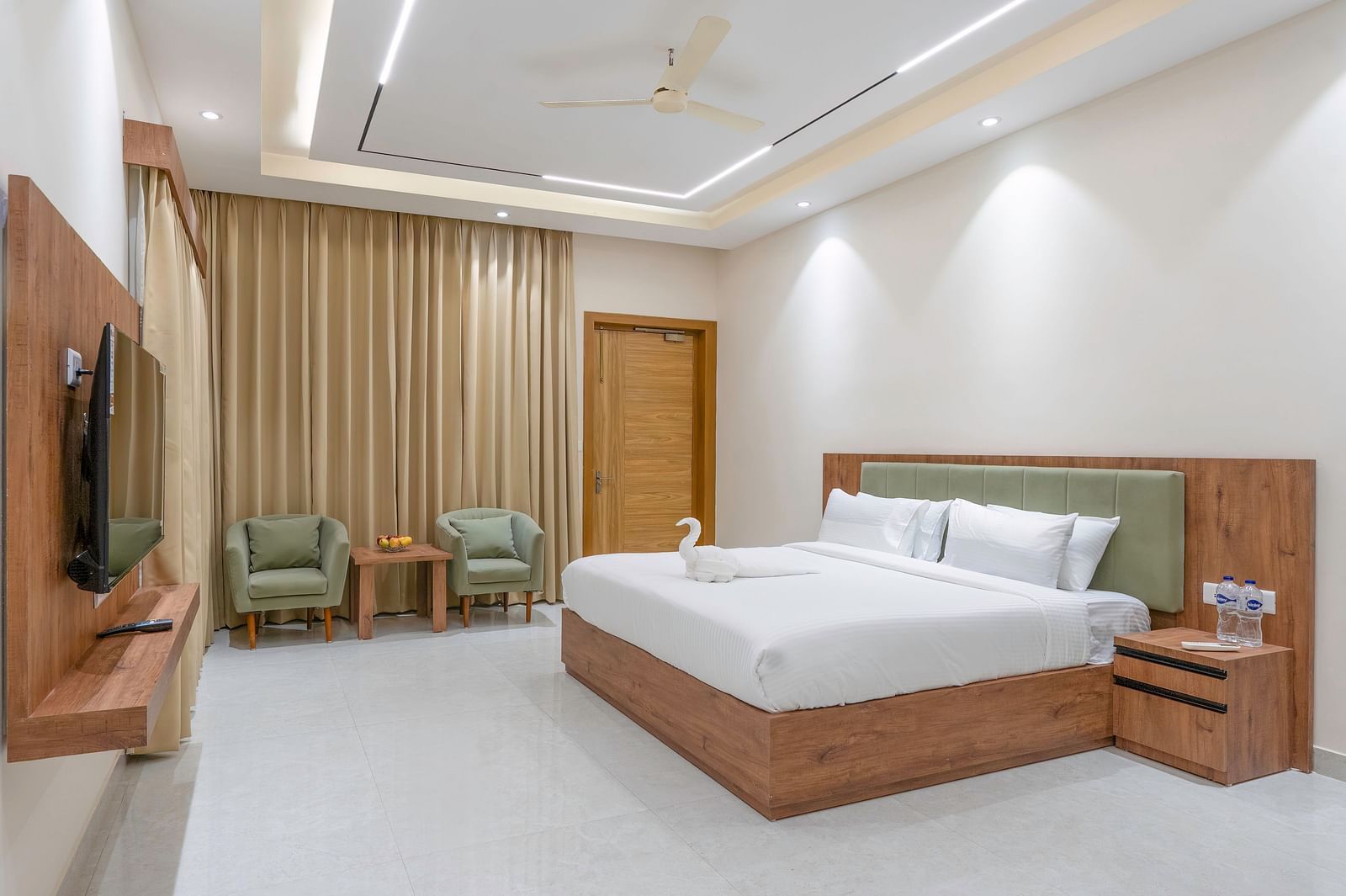 interior of the mountain view room at Corbett Four Seasons, Ramnagar