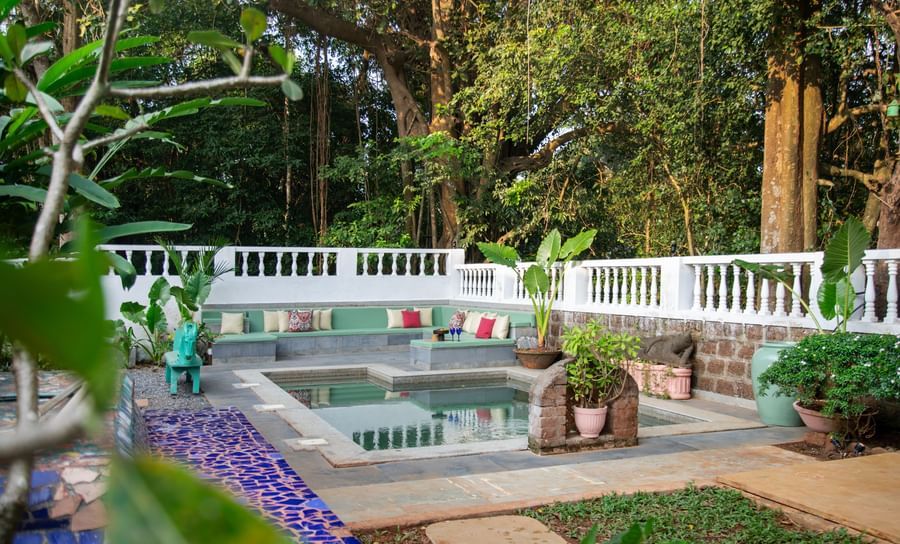 Pool view from a distant angle @ Lamrin Ucassaim Hotel, Goa