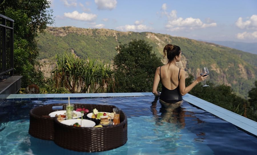 alt-text a guest in our pool - Polo Orchid Resort, Cherrapunji