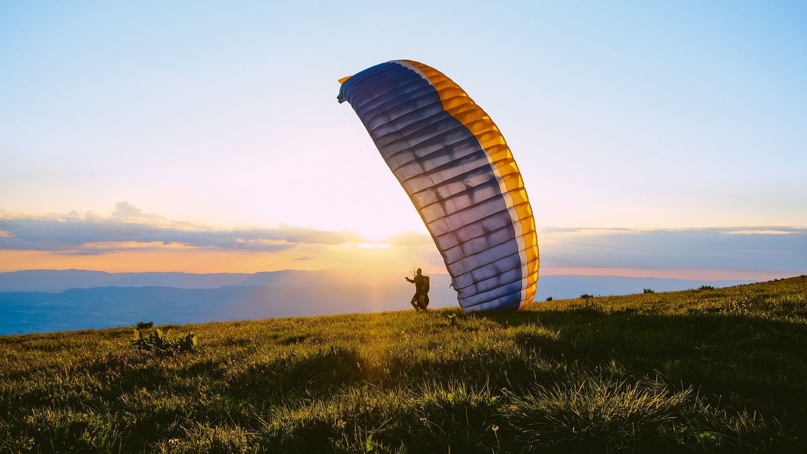 Paragliding in a gorgeous natural setting with the azure sky